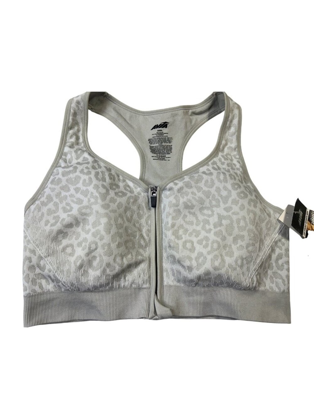 Avia Womens XXXL Seamless Zip Front Sports Bra Grey Medium Support